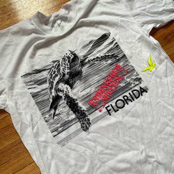 Vintage Flordia Sea Turtle T-Shirt / Pocket / XL / Single Stitch / 90s - Picture 2 of 7